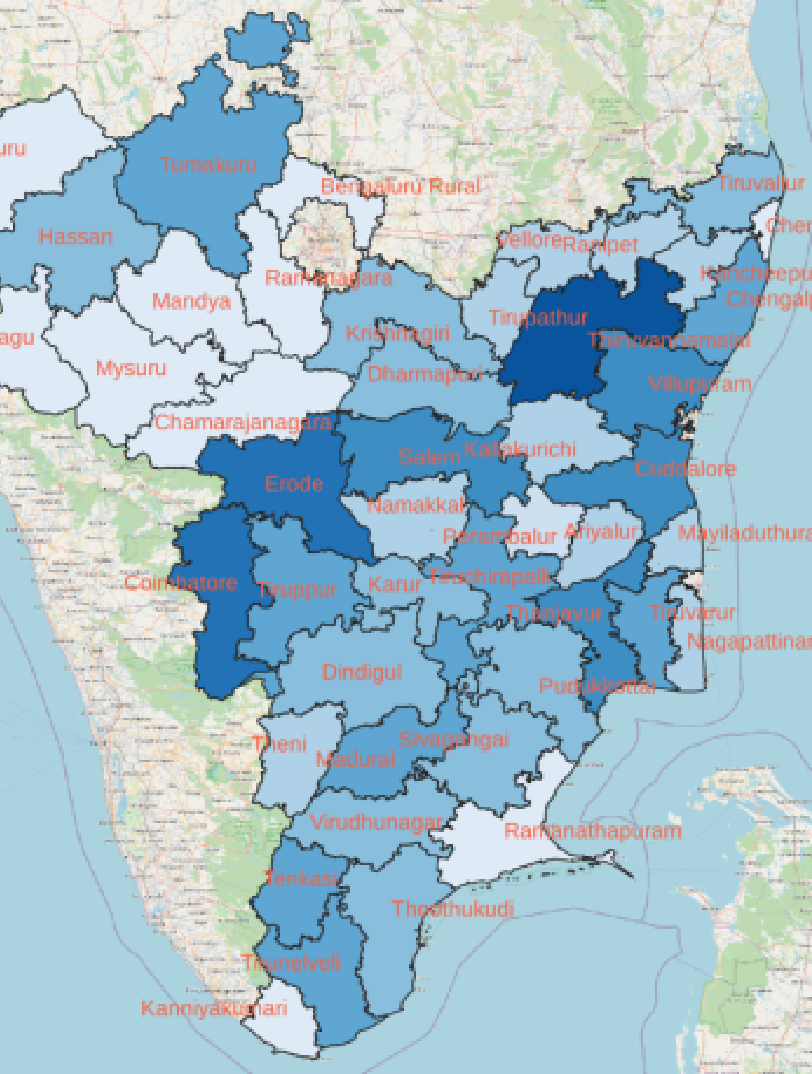 Trees Enabled – FY 2024–25 | Project Districts Heat Map